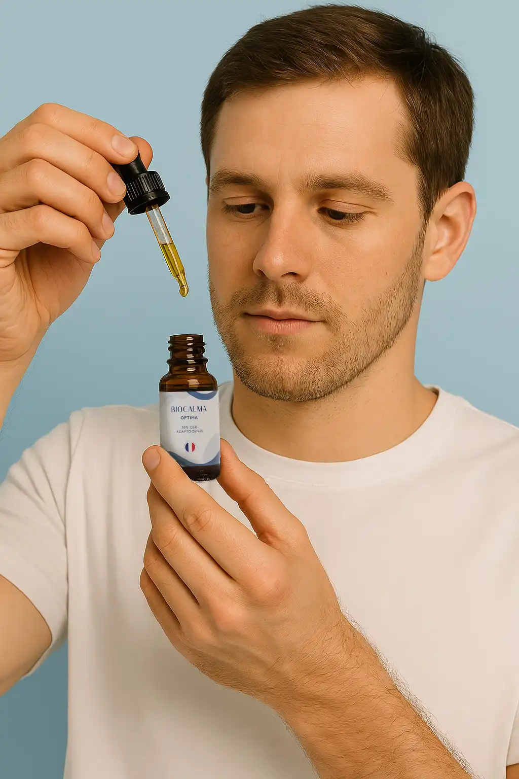 Homme prenant l'huile Optima